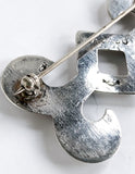 Vintage Navajo Silver Bowtie Swirl Symmetry Shape Brooch Pin Jewelry Closure Close Up