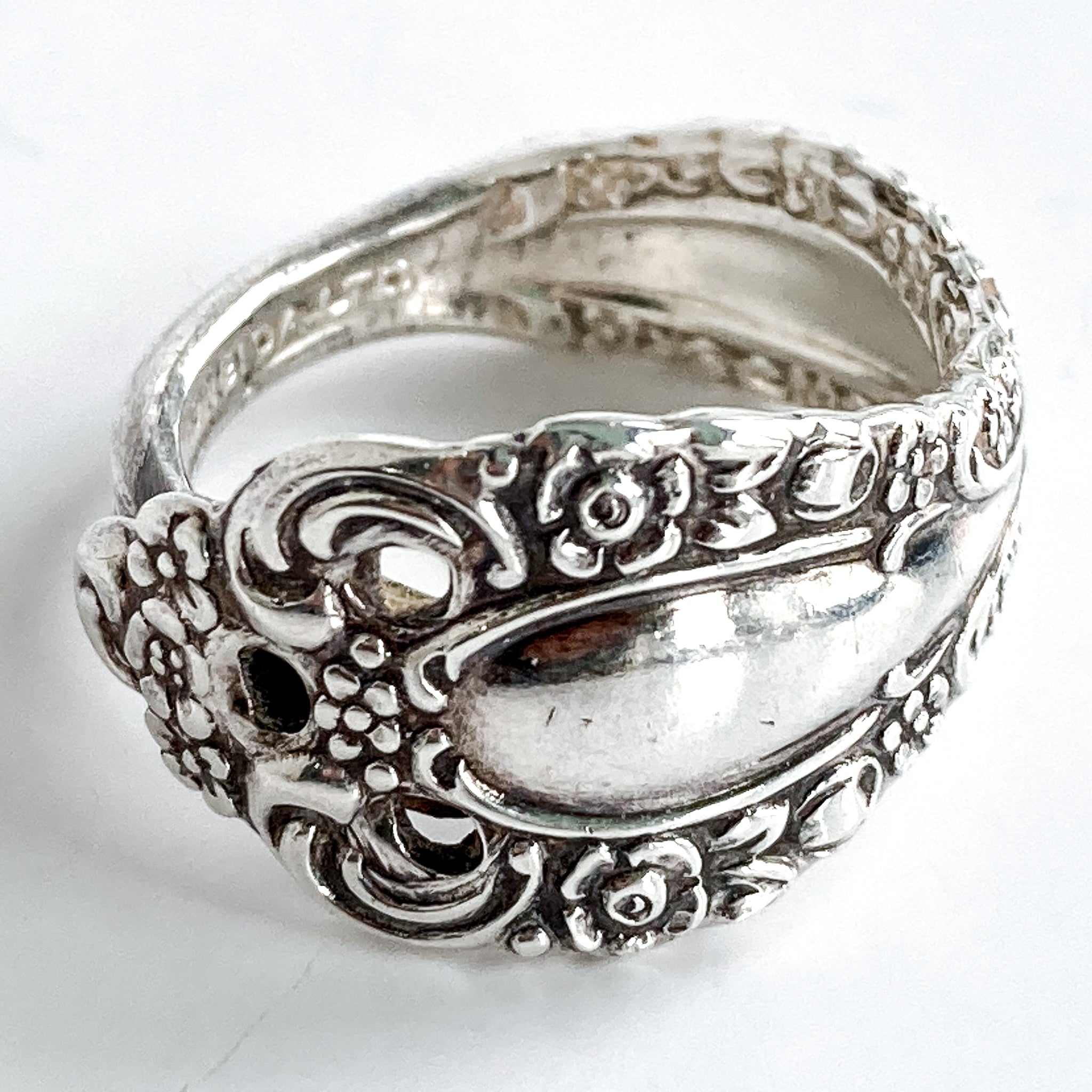1828 Spiral Repousse Sterling Spoon Ring — LadyForge Jewelry