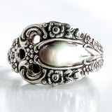 Vintage Recycled Oneida Silver Artsy Floral Repousse Spoon Handle Ring