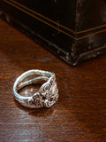 Vintage Recycled Oneida Silver Artsy Floral Repousse Spoon Handle Ring
