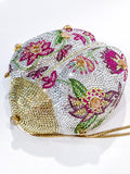 Judith Leiber Swarovski Crystal Floral Ladybug Crossbody Clutch Handbag Slightly Angled