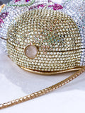 Judith Leiber Swarovski Crystal Floral Ladybug Crossbody Clutch Handbag Closure Button Close Up with Crystal Loss