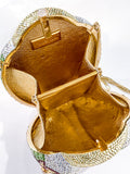 Judith Leiber Swarovski Crystal Floral Ladybug Crossbody Clutch Handbag Interior