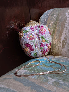 Judith Leiber Swarovski Crystal Floral Ladybug Crossbody Clutch Handbag