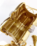 Vintage Judith Leiber Gold Present Large Tassel Crossbody Clutch Bag