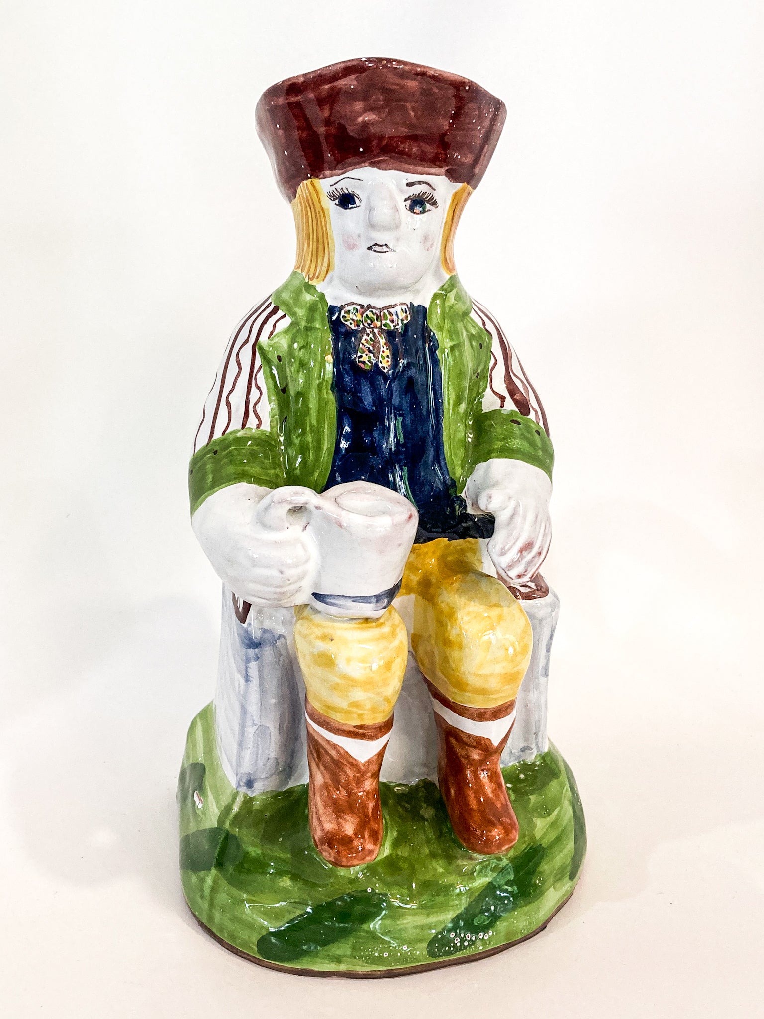 Repro Antique Portuguese Sailor Figural Toby Ceramic Folk Pitcher Front