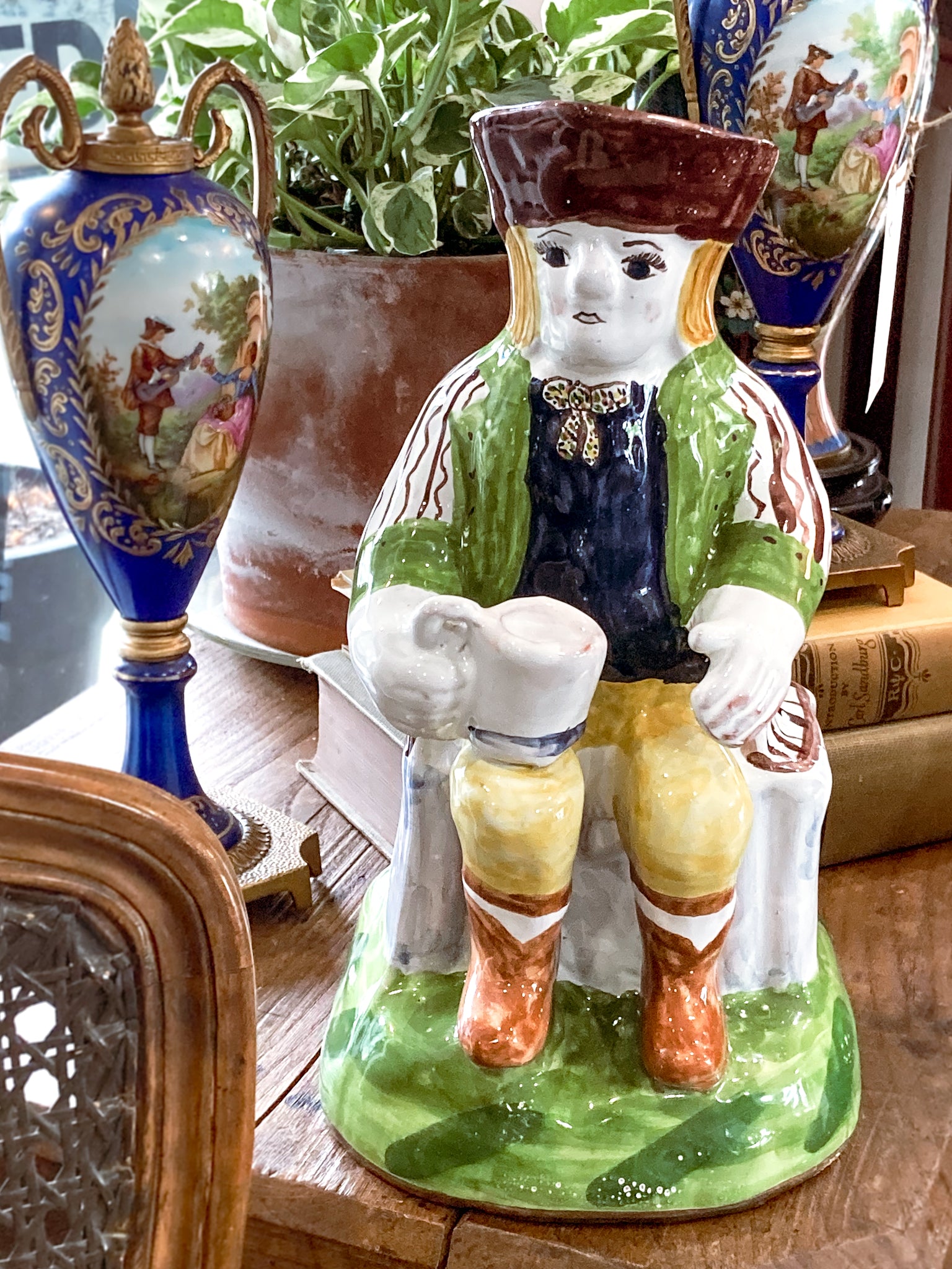 Repro Antique Portuguese Sailor Figural Toby Ceramic Folk Pitcher
