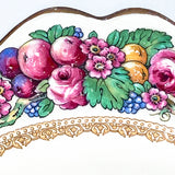 Set of Ten Vintage Crown Ducal Fruit and Flower Motif Square Florentine Dessert Salad Plates Close Up Edge