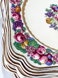 Set of Ten Vintage Crown Ducal Fruit and Flower Motif Square Florentine Dessert Salad Plates Corners 3