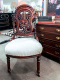 Antique American 19th Century Victorian Carved Walnut Slipper Chair 3