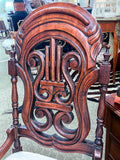 Antique American 19th Century Victorian Carved Walnut Slipper Chair Close Up1