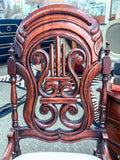 Antique American 19th Century Victorian Carved Walnut Slipper Chair Close Up 2