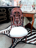Antique American 19th Century Victorian Carved Walnut Slipper Chair