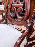 Antique American 19th Century Victorian Carved Walnut Slipper Chair Close Up 5
