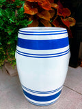 New Port 68 Blue Striped White Modern Ceramic Garden Stool Side Table 4