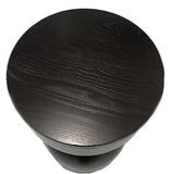 Repurposed Vintage Black Fiberglass Wood Top Hourglass Accent Side Table Top Grain Detail