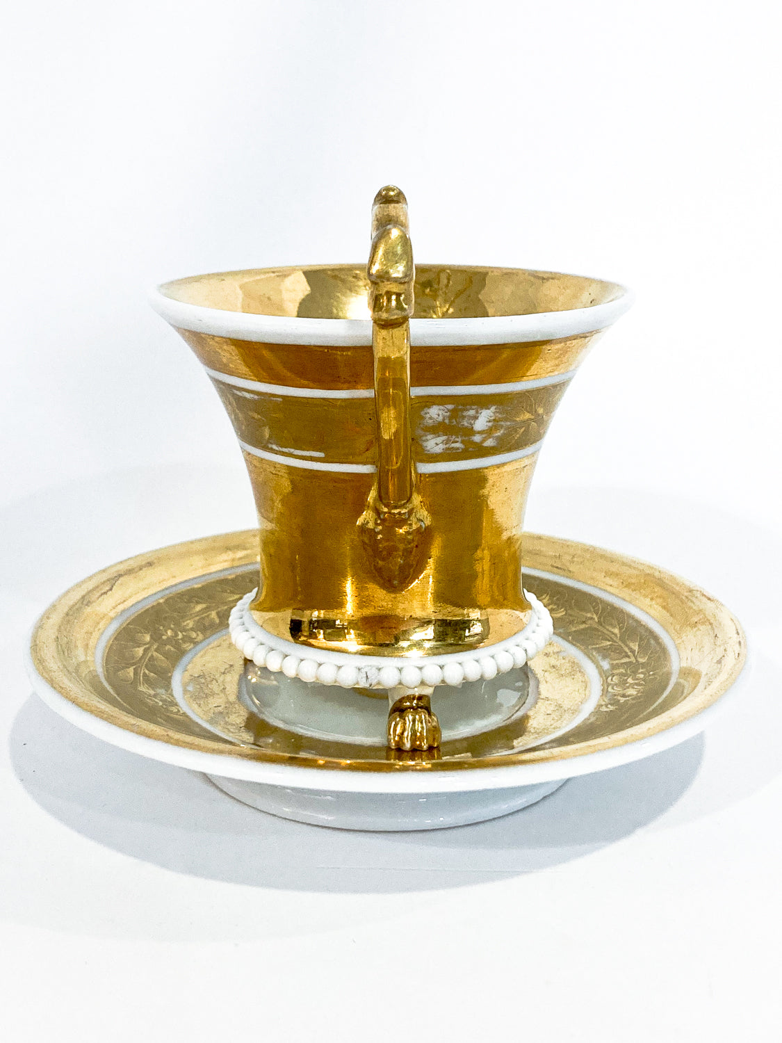 Antique Regal Golden Claw Foot Gilded Porcelain Cup & Saucer Set 2