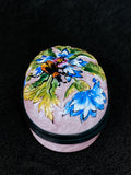 Limoges France Floral Beetle Pink Glass Style Oval Porcelain Pillbox 2