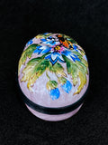 Limoges France Floral Beetle Pink Glass Style Oval Porcelain Pillbox 3