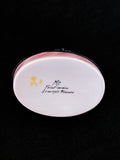 Limoges France Floral Beetle Pink Glass Style Oval Porcelain Pillbox Bottom with Markings