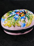 Limoges France Floral Beetle Pink Glass Style Oval Porcelain Pillbox5