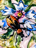 Limoges France Floral Beetle Pink Glass Style Oval Porcelain Pillbox Close Up Painted Details