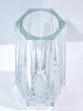 Gorgeous Geometric Flared Form Clear Moser Crystal Tall Tapered Vase Top Rim