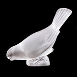 Lalique France Frosted Clear Crystal Drinking Sparrow Bird Discontinued Sculpture Profile 2