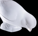 Lalique France Frosted Clear Crystal Drinking Sparrow Bird Discontinued Sculpture Close Up Head Details