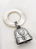 Antique 1926 Sterling Silver June 22 Baby Birth Record Bell Ornament Front