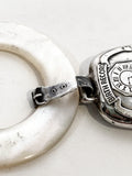 Antique 1926 Sterling Silver June 22 Baby Birth Record Bell Ornament Belt Close Up