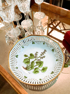 Vintage Danica Style Flora Oxyria Digyna Denmark Porcelain Gilt Bowl Plate