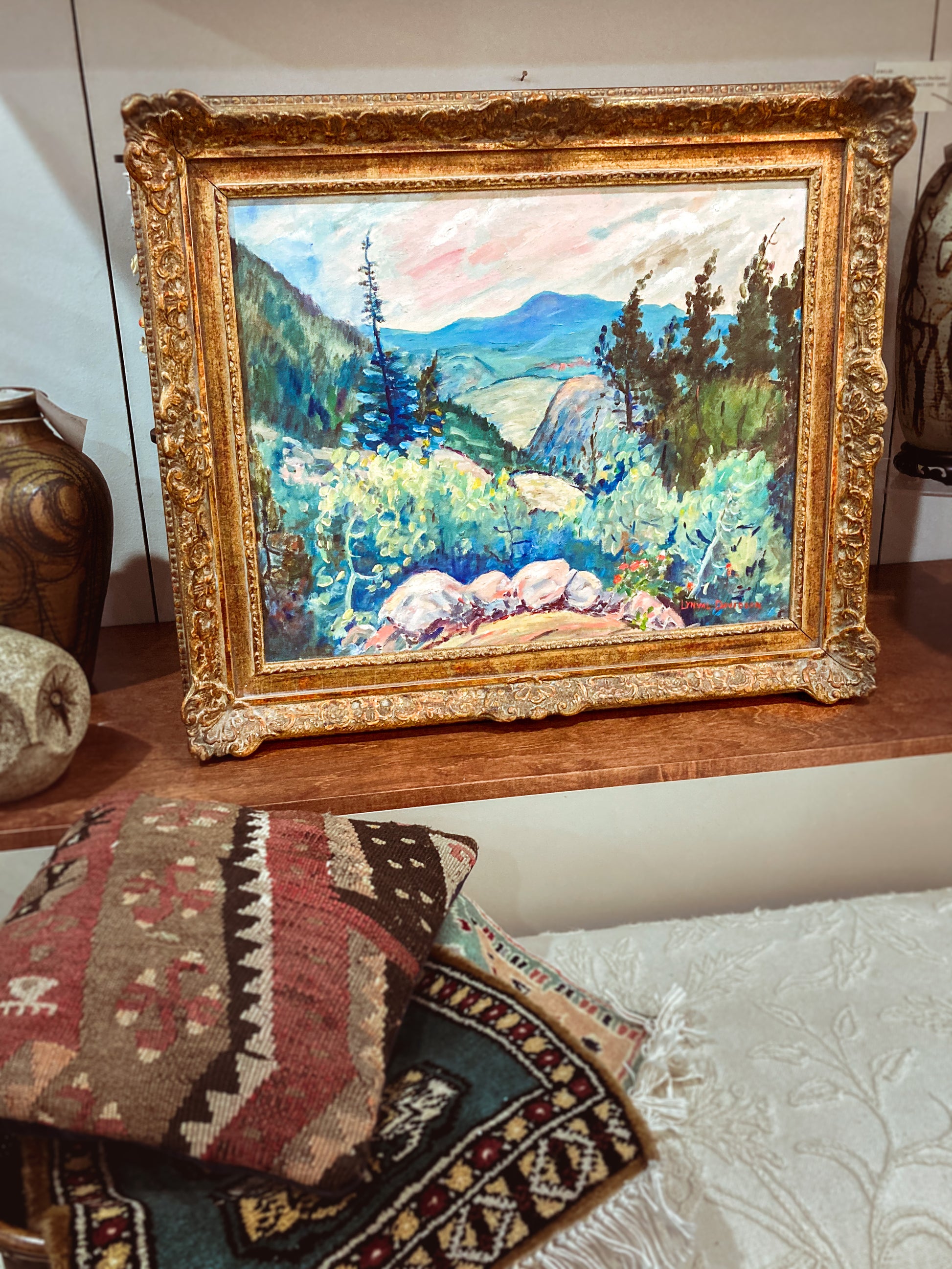 Vintage Estes Park Colorado Landscape Lynval Davidson Framed Oil Painting