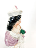 Antique 19th Century Staffordshire Lady Holding Parrot Porcelain Figure Sculpture Profile Head Close Up