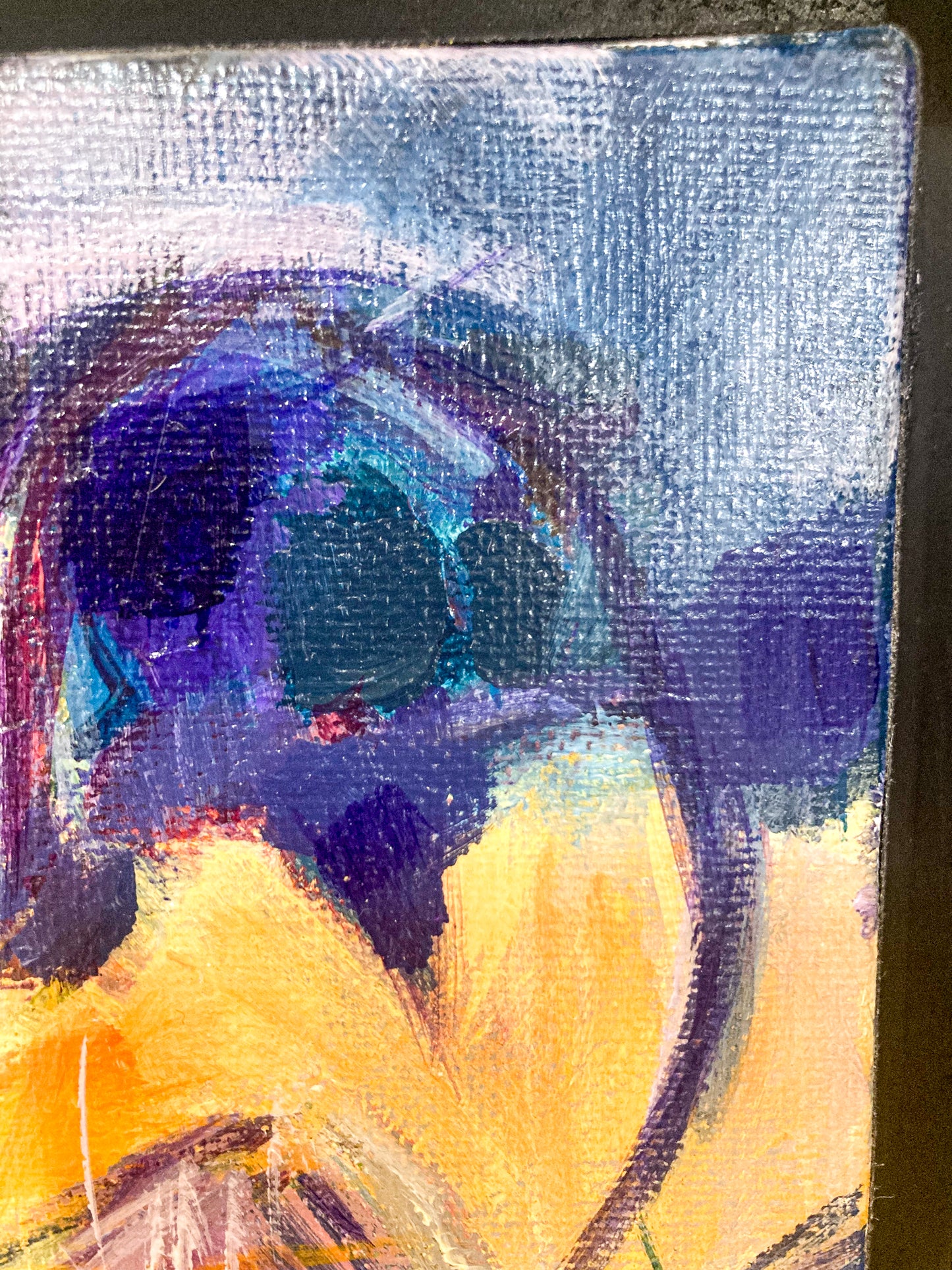 Energetic Purple Abstract Canvas Acrylic Painting French Artist Arielle Close Up Detail 2