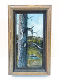 Vintage Jim Hubbard Surrealistic Tree Trunk Oil Painting on Panel Fine Art Front