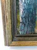 Vintage Jim Hubbard Surrealistic Tree Trunk Oil Painting on Panel Fine Art Corner 1