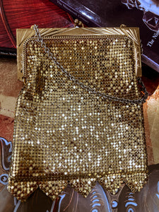 Dazzling Vintage Whiting & Davis Art Deco Style Gold Mesh Handbag