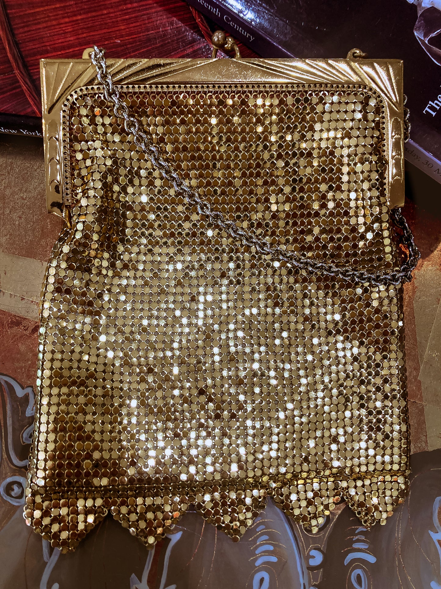 Dazzling Vintage Whiting & Davis Art Deco Style Gold Mesh Handbag 2