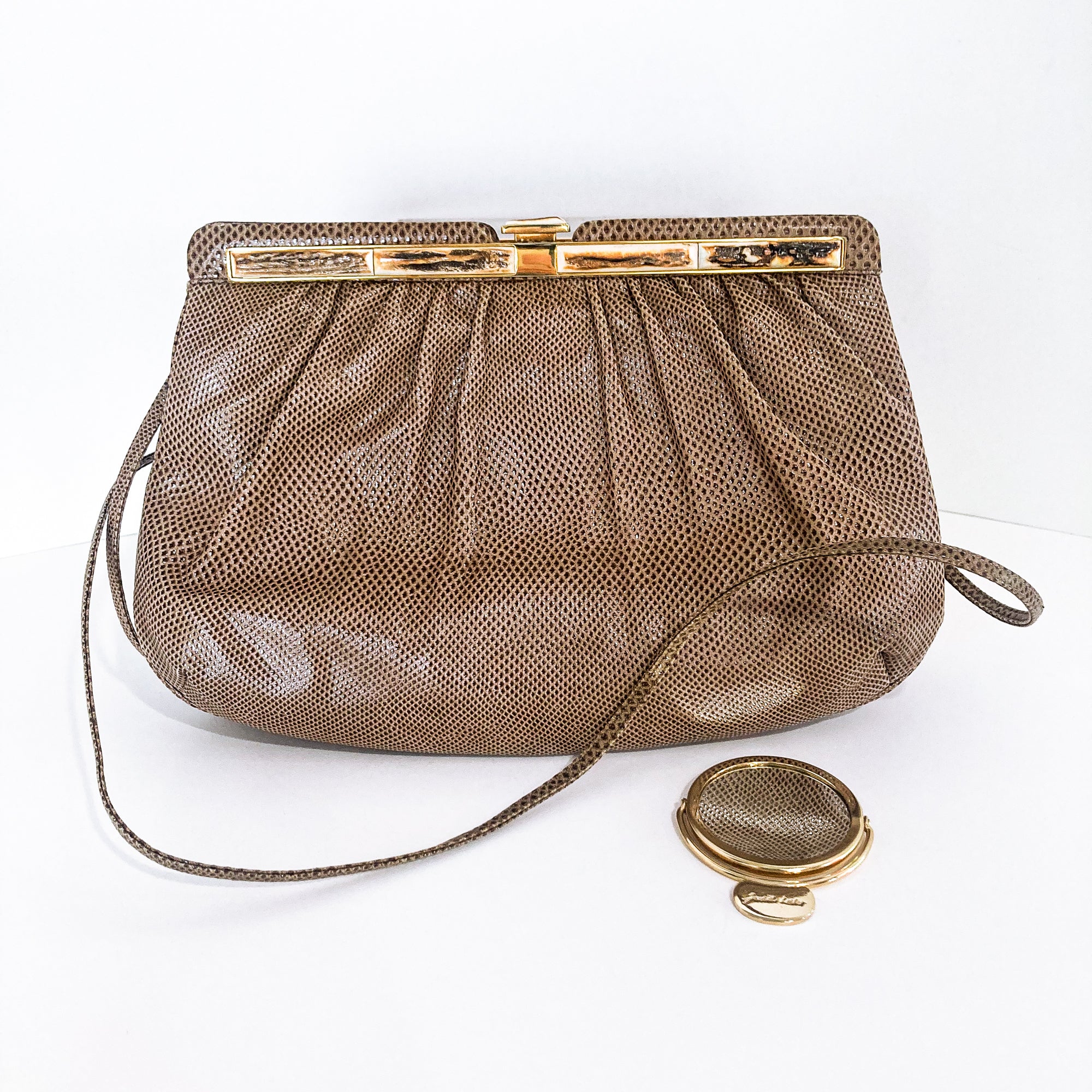 Lewis Vintage Leather Clutch Handbag Purse Zipper Gold Tassel Brown Leather  - $32 - From Pritandproper