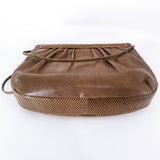 Vintage Judith Leiber Horn Lizard Leather Beige Handbag Clutch Crossbody Purse Bottom