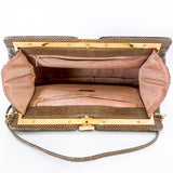 Vintage Judith Leiber Horn Lizard Leather Beige Handbag Clutch Crossbody Purse Open Wider