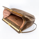 Vintage Judith Leiber Horn Lizard Leather Beige Handbag Clutch Crossbody Purse Side Open