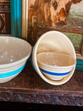 Vintage USA Made Watt Oven Ware Ceramic Blue White Cream 8” Mixing Bowl