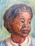 1950s Oil Painting Portrait of Unnamed Woman by Cleveland Artist Dr. Salus Close Up Detailing 1