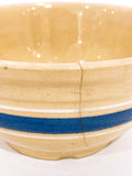 Vintage USA Made Watt Oven Ware Ceramic Blue White Cream 6” Mixing Bowl Close Up Fissure