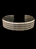 Vintage Navajo Sterling Silver Ribbed Braided Illusion Multi Cuff Bracelet 