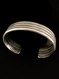 Vintage Navajo Sterling Silver Ribbed Braided Illusion Multi Cuff Bracelet Side