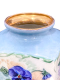 Dreamy Vintage Petite Hand Painted Pansy Flowers Gilded Rim Porcelain Vase 15
