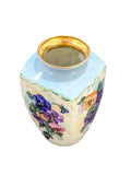 Dreamy Vintage Petite Hand Painted Pansy Flowers Gilded Rim Porcelain Vase  Top